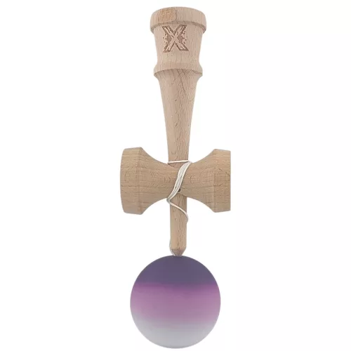 Jucarie lemn Kendama X, originala, profesionala, Rubber Grip, negru/mov/alb