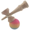 Jucarie lemn Kendama X, originala, profesionala, Rubber Grip, roz/galben/albastru