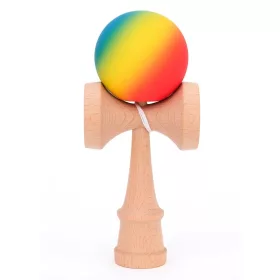   Jucarie lemn Kendama X, originala, profesionala, Rubber Grip, rosu/galben/albastru