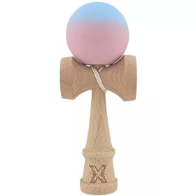   Jucarie lemn Kendama X, originala, profesionala, Rubber Grip, albastru/roz