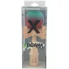 Jucarie lemn Kendama X, originala, profesionala, Rubber Grip, rosu/verde
