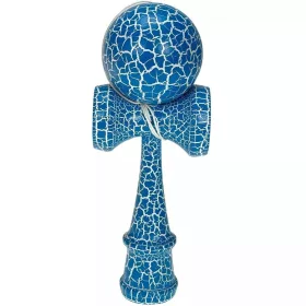 Jucarie lemn Kendama X model Crack, 18 cm, albastra