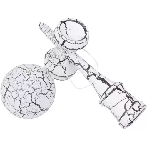 Jucarie lemn Kendama X model Crack, 18 cm, albastra