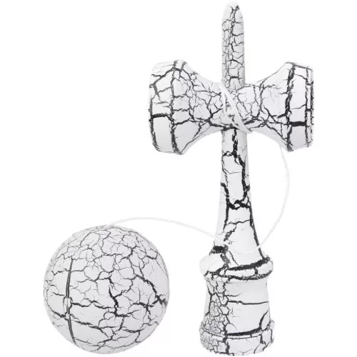 Jucarie lemn Kendama X model Crack, 18 cm, albastra