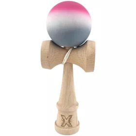   Jucarie lemn Kendama X, originala, profesionala, Rubber Grip, roz/alb/gri