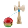 Jucarie lemn Kendama X, Super Sticky, cupe mari V2, gaura in basecup, rulment, ata rezerva, rosu/galben/verde