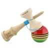 Jucarie lemn Kendama X, Super Sticky, cupe mari V2, gaura in basecup, rulment, ata rezerva, rosu/galben/verde