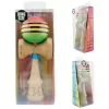 Jucarie lemn Kendama X, Super Sticky, cupe mari V2, gaura in basecup, rulment, ata rezerva, rosu/galben/verde