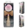Jucarie lemn Kendama X, Super Sticky, cupe mari V2, gaura in basecup, rulment, ata rezerva, roz/alb