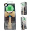 Jucarie lemn Kendama X, Super Sticky, cupe mari V2, gaura in basecup, rulment, ata rezerva, verde/alb