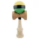 Jucarie lemn Kendama X, Super Sticky, cupe mari V2, gaura in basecup, rulment, ata rezerva, galben/negru/verde