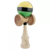 Jucarie lemn Kendama X, Super Sticky, cupe mari V2, gaura in basecup, rulment, ata rezerva, galben/negru/verde