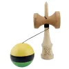 Jucarie lemn Kendama X, Super Sticky, cupe mari V2, gaura in basecup, rulment, ata rezerva, galben/negru/verde