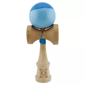   Jucarie lemn Kendama X, Super Sticky, cupe mari V2, gaura in basecup, rulment, ata rezerva, albastru/bleu