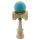 Jucarie lemn Kendama X, Rubber Grip, cupe mari V3, gaura in basecup, rulment, ata rezerva, verde/galben/albastru