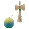Jucarie lemn Kendama X, Rubber Grip, cupe mari V3, gaura in basecup, rulment, ata rezerva, verde/galben/albastru