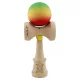 Jucarie lemn Kendama X, Rubber Grip, cupe mari V3, gaura in basecup, rulment, ata rezerva, verde/galben/rosu