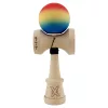 Jucarie lemn Kendama X, Rubber Grip, cupe mari V3, gaura in basecup, rulment, ata rezerva, rosu/galben/albastru