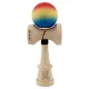 Jucarie lemn Kendama X, Rubber Grip, cupe mari V3, gaura in basecup, rulment, ata rezerva, rosu/galben/albastru