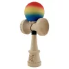 Jucarie lemn Kendama X, Rubber Grip, cupe mari V3, gaura in basecup, rulment, ata rezerva, rosu/galben/albastru
