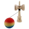 Jucarie lemn Kendama X, Rubber Grip, cupe mari V3, gaura in basecup, rulment, ata rezerva, rosu/galben/albastru
