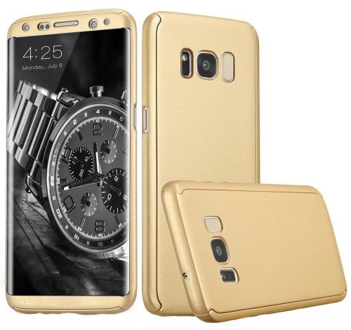 Husă Full Cover 360° pentru Samsung Galaxy S8 (față + spate + folie PET), aurie