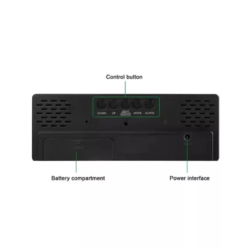 Ceas de masa digital LED DS-3806M, carcasa neagra si afisaj alb