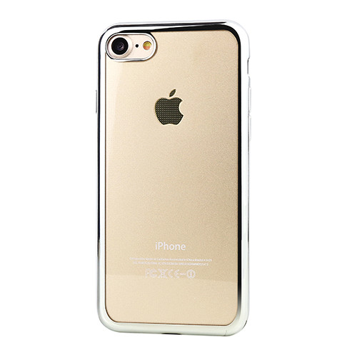 Husa de protectie transparent pentru Apple iPhone 6 Plus / 6S Plus, margini electroplacate, argintiu