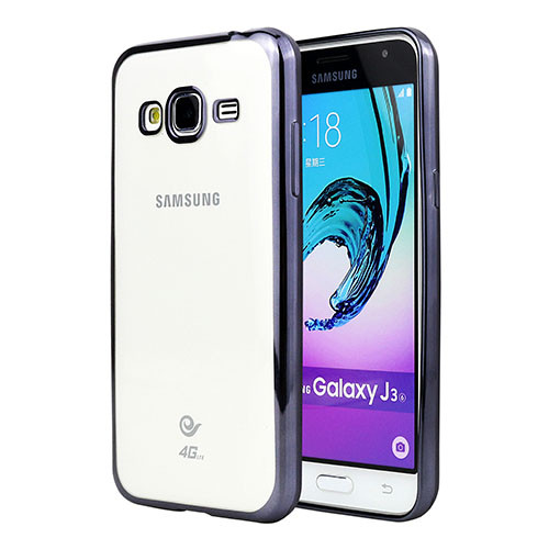 Husa de protectie transparent pentru Samsung Galaxy J3 2016, margini electroplacate, negru