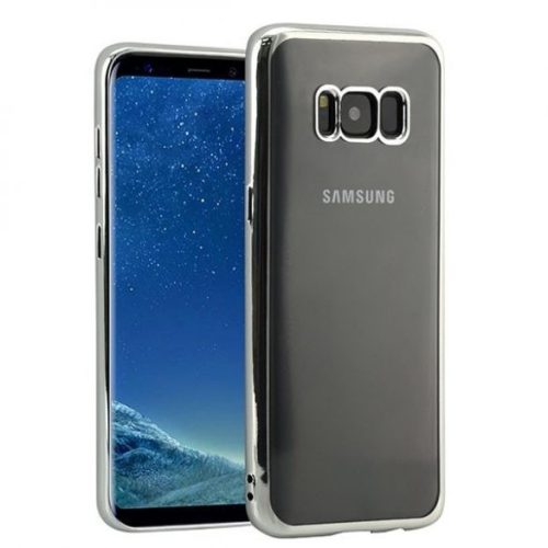 Husa de protectie transparent pentru Samsung Galaxy S8, margini electroplacate, argintiu