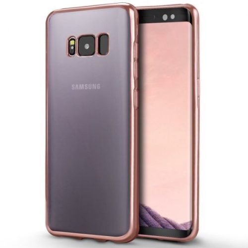 Husa de protectie transparent pentru Samsung Galaxy S8, margini electroplacate, roz