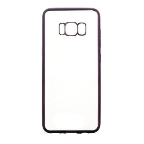 Husa de protectie transparent pentru Samsung Galaxy S8 Plus, margini electroplacate, gri inchis