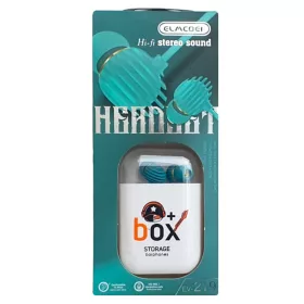   Casti audio cu microfon EV-219, conector jack 3.5 mm, cablu 1.2 m, cutie depozitare, turcoaz