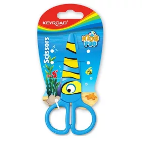   Foarfeca Keyroad Kids Pro KR971402, 13 cm, plastic, prescolari, peste albastru, blister