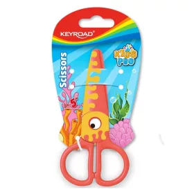   Foarfeca Keyroad Kids Pro KR971402, 13 cm, plastic, prescolari, peste portocaliu, blister