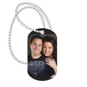   Colier metalic personalizat cu imaginea ta, military, snur metalic inclus