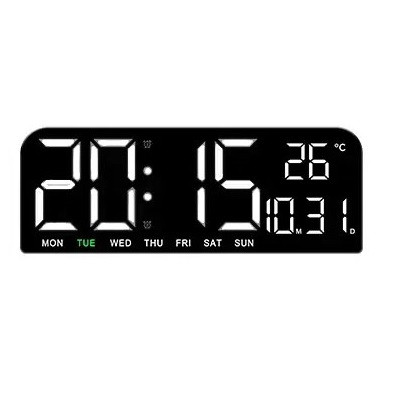 Ceas digital LED GH0707, 24 x 9 x 3 mm, carcasa neagra si afisaj alb