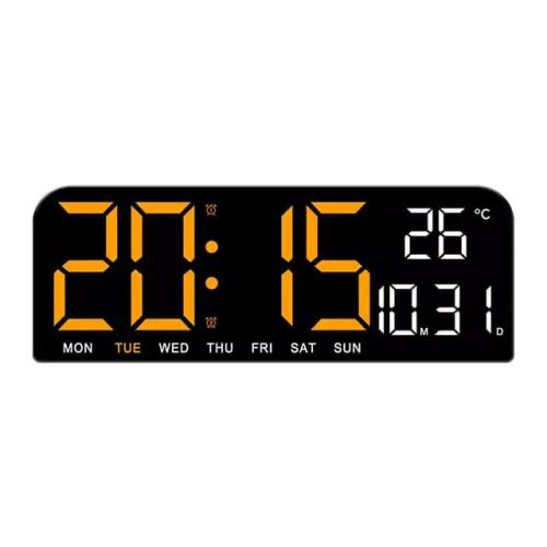 Ceas digital LED GH0707, 24 x 9 x 3 mm, carcasa neagra si afisaj portocaliu