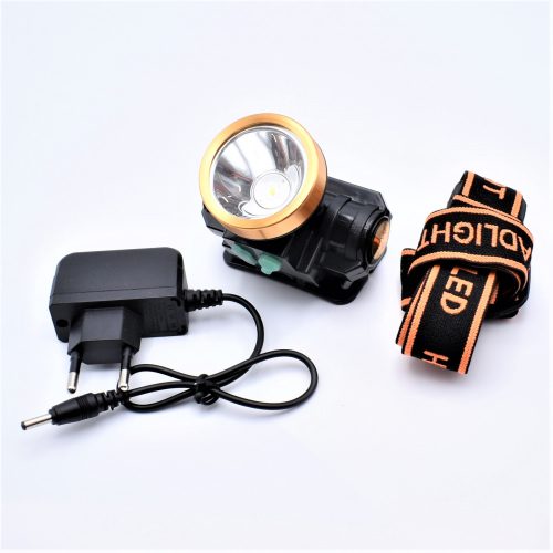 Lanterna frontala LED, 2 faze iluminare, acumulator 300 mA, neagra