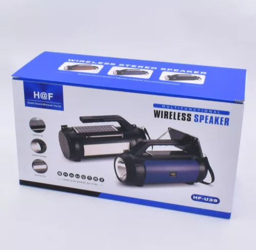 Boxa bluetooth HF-U39, MP3/USB/MicroSD reader, Radio FM, functie Hands-Free, incarcare solara, neagra