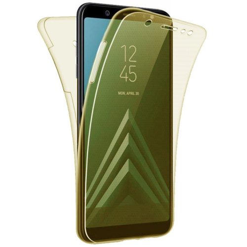Husa Full TPU 360° pentru Samsung Galaxy J6 Plus 2018 (fata + spate), auriu transparent