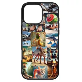   Husa protectie Apple iPhone 15 Pro, Colorful Aluminium TPU, design Brainrot Colaj