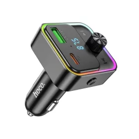   Modulator FM Hoco E81, Incarcare 30W, 2 porturi incarcare, Iluminare RGB, Bluetooth, negru