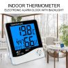Ceas digital HTC-8A, statie meteo, termometru, higrometru, umiditate, ecran iluminat, alb