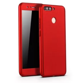   Husă Full Cover 360° pentru Huawei Y9 2018 (față + spate + sticlă), roșie
