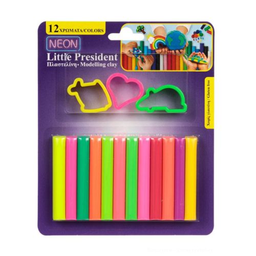 Set plastilina 12 culori diferite neon & forme, 15 piese