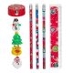 Set scolar de Craciun, creioane, radiere, ascutitoare rigla, 9 piese