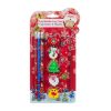 Set scolar de Craciun, creioane, radiere, ascutitoare rigla, 9 piese