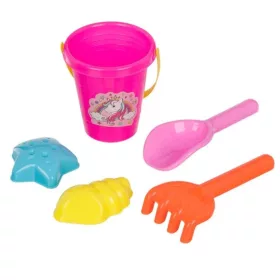   Găleată de plajă fuchsia cu unicorn, 10 x 11 cm și 4 accesorii