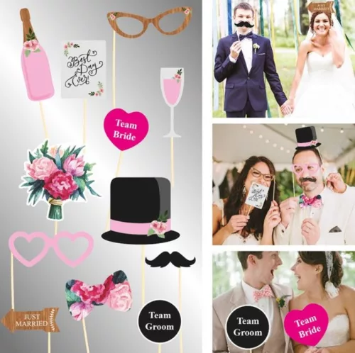 Set accesorii deghizare foto nunta, 12 bucati